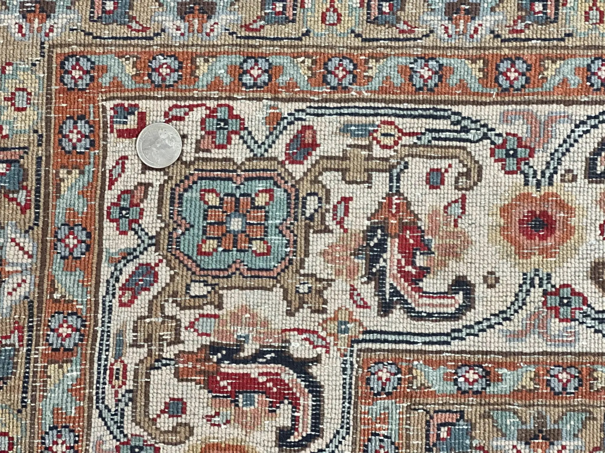Square Indo Persian Bidjar Rug 10x10, Red, Handmade Vintage Wool Carpet by Jewel Rugs