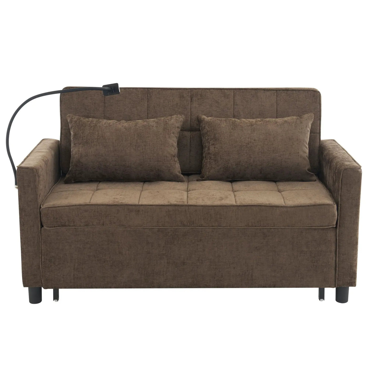 Pull-Out Sleeper Sofa With Reversible Backrest Cushion, Side Pockets, 2 USB Ports And A Phone Holder For Living Room by HouseOfZazla