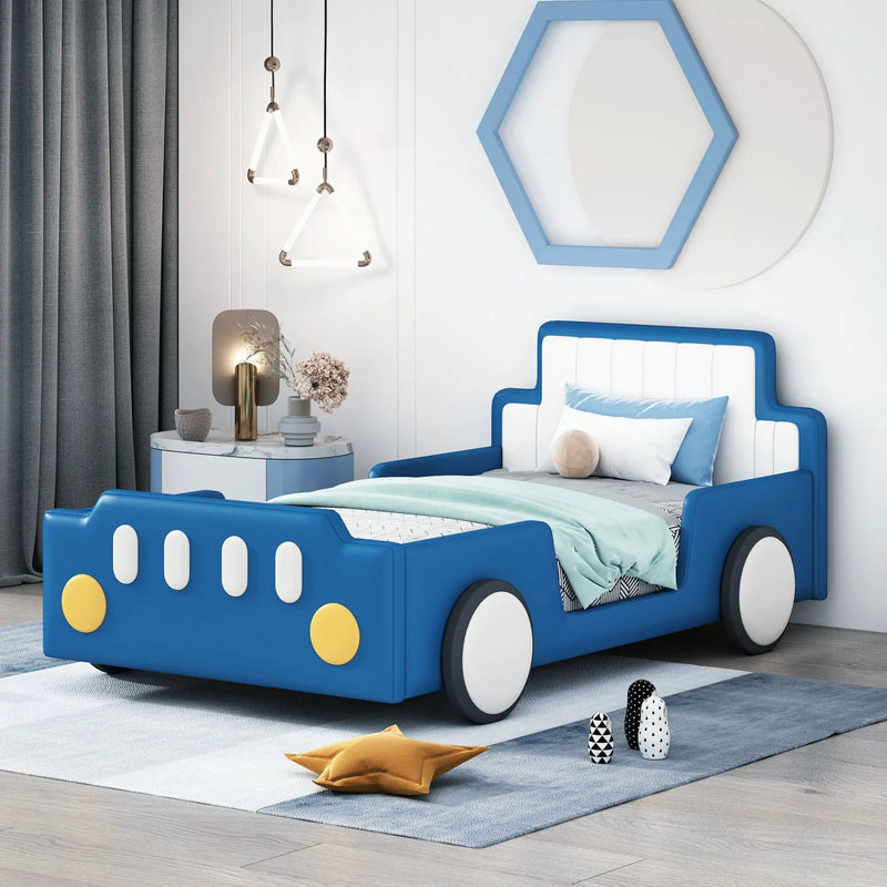 Race Car Shaped Platform Bed With Wheels by HouseOfZazla