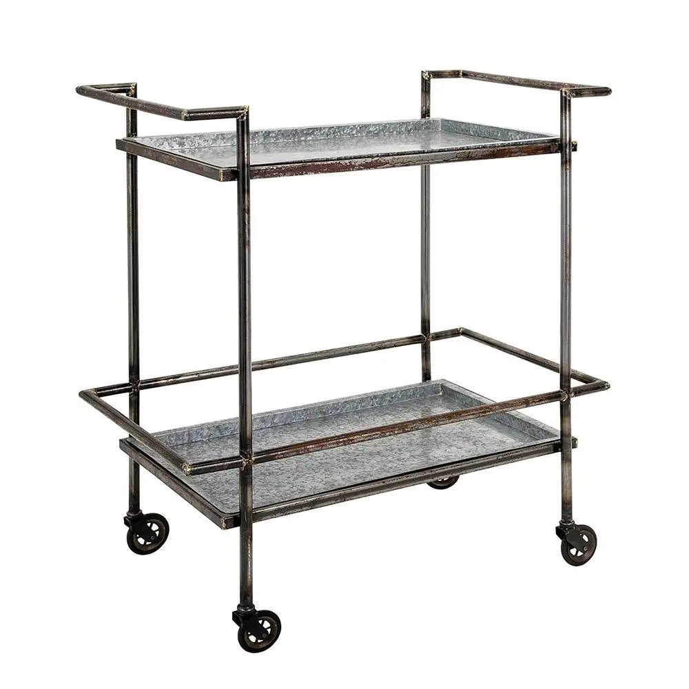 Percy Galvanized Metal Bar Cart - Gray by HouseOfZazla