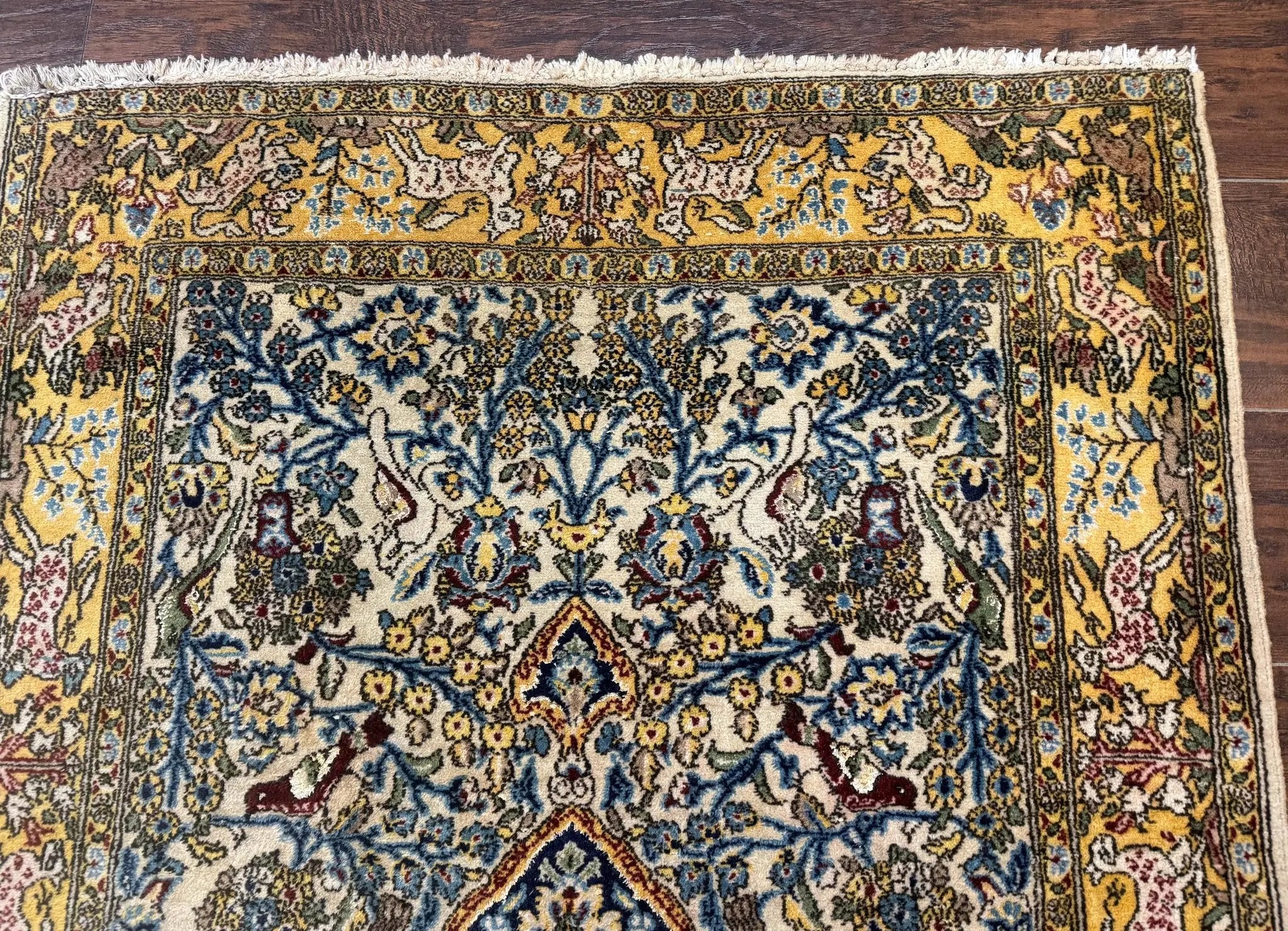 Persian Qum Tree of Life Rug 3.5 x 5.5, Animal Pictorials, Kork Wool with Silk Highlights by Jewel Rugs