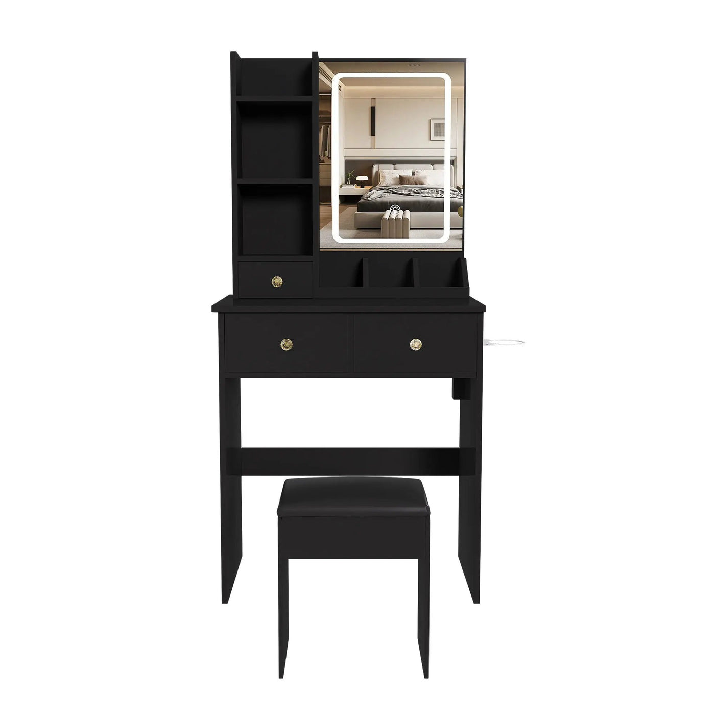 Modern Small Vanity Desk With 3 LED Lighting Modes, 3 Drawers by Unique Piece Furniture