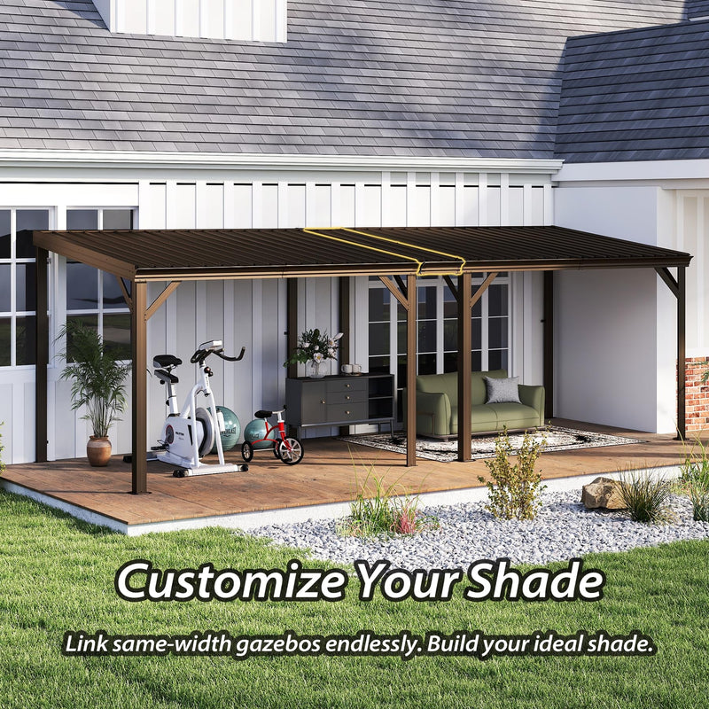 10'x16' Hardtop Lean-To Gazebo with Gutters by HouseOfZazla