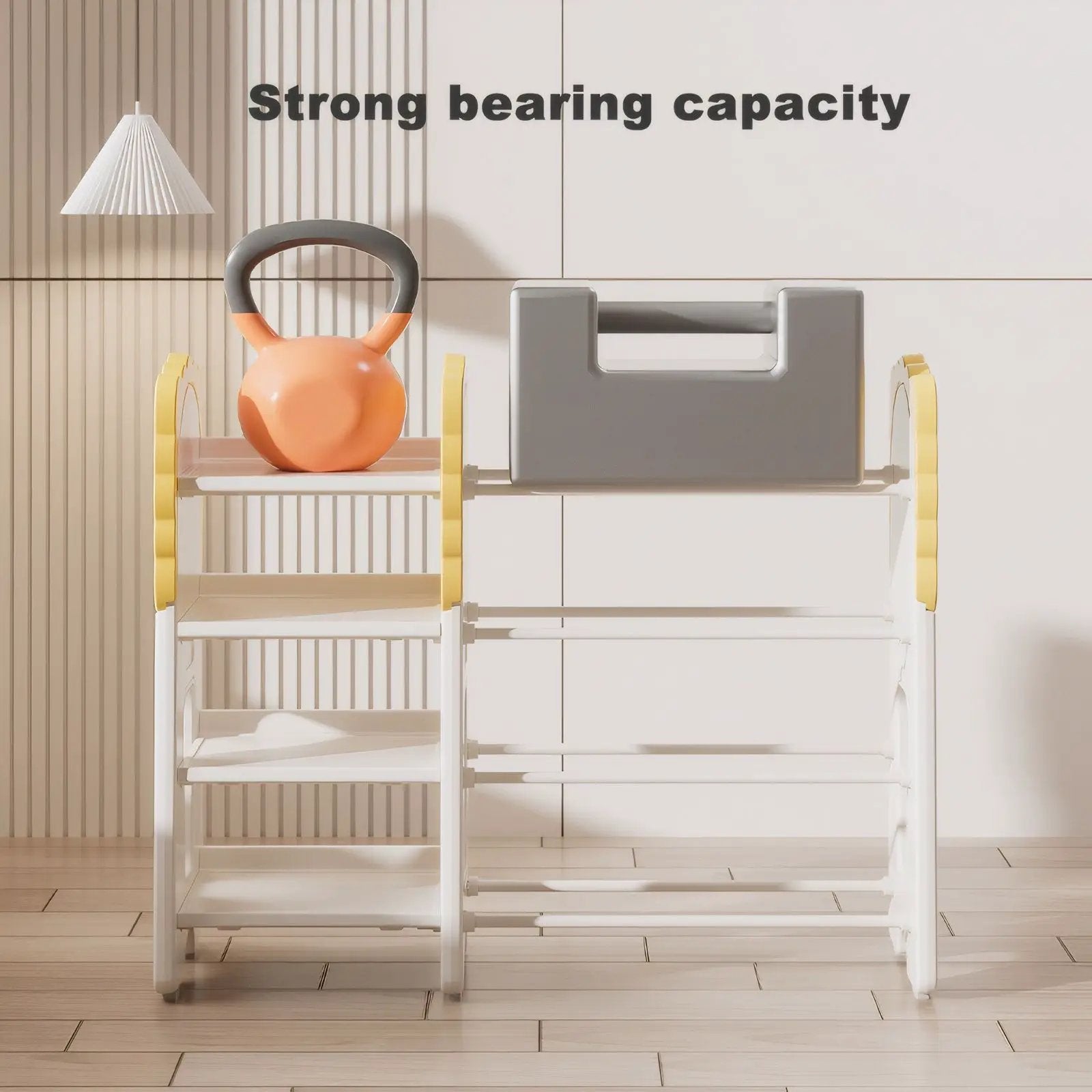 Kids Bookshelf And Toy Storage, 4 Tier Toy Organizers With 8 Removable Storage Bins, Kids Toy Storage Organizer For Study Room - Gray / White / Yellow by HouseOfZazla