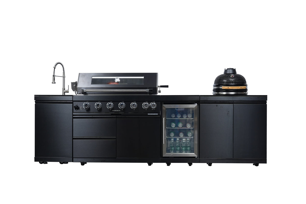 115-Inch Stainless Steel Outdoor Kitchen Barbecue Island Grill with Granite Countertops - Black, photo 6 of 10