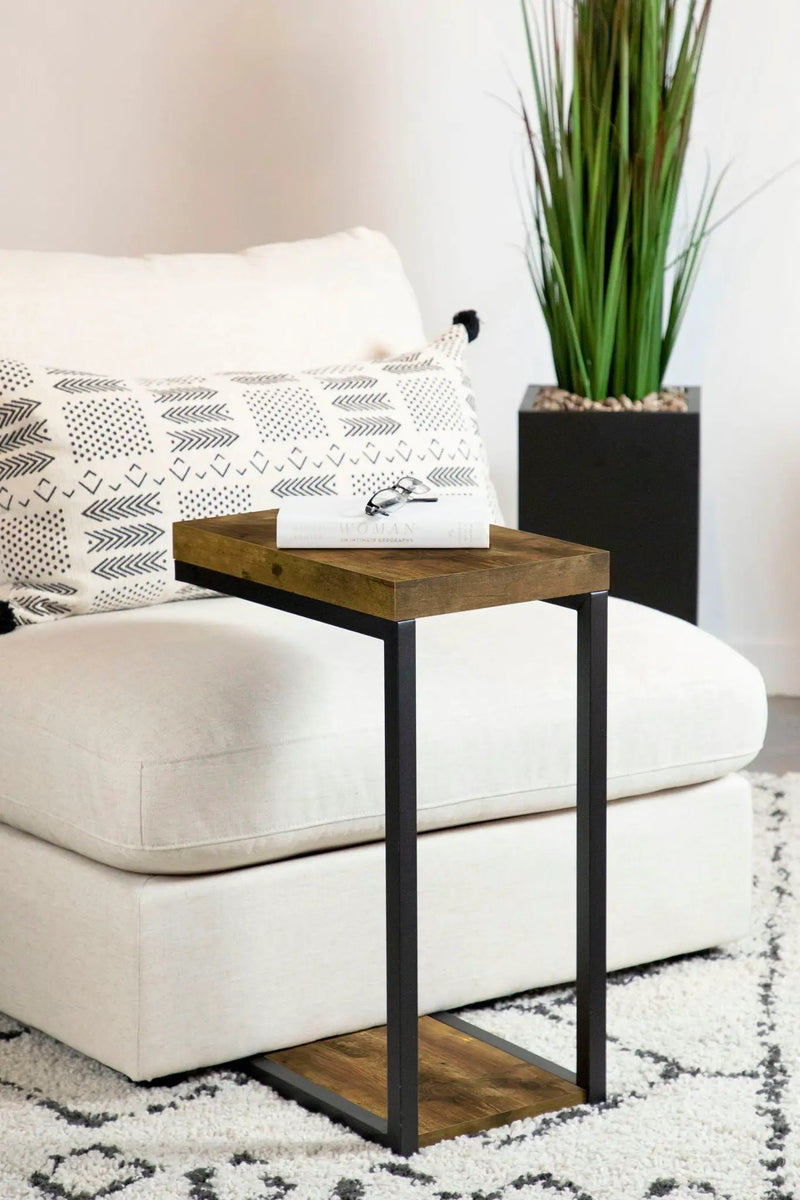 Beck Engineered Wood C-Shape Sofa Side Table Antique Nutmeg by Unique Piece Furniture