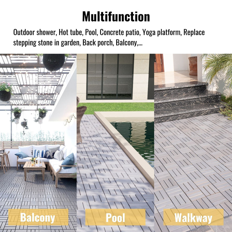 Acacia Wood Interlocking Deck Tiles Checker Pattern For Outdoor Flooring by HouseOfZazla