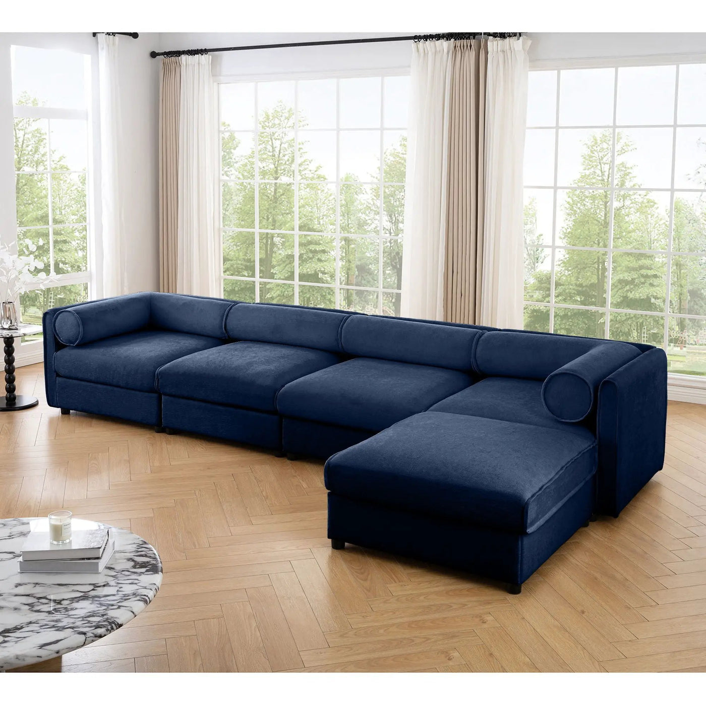 Contemporary Elegant Sofa With Storage And Ottoman by Unique Piece Furniture