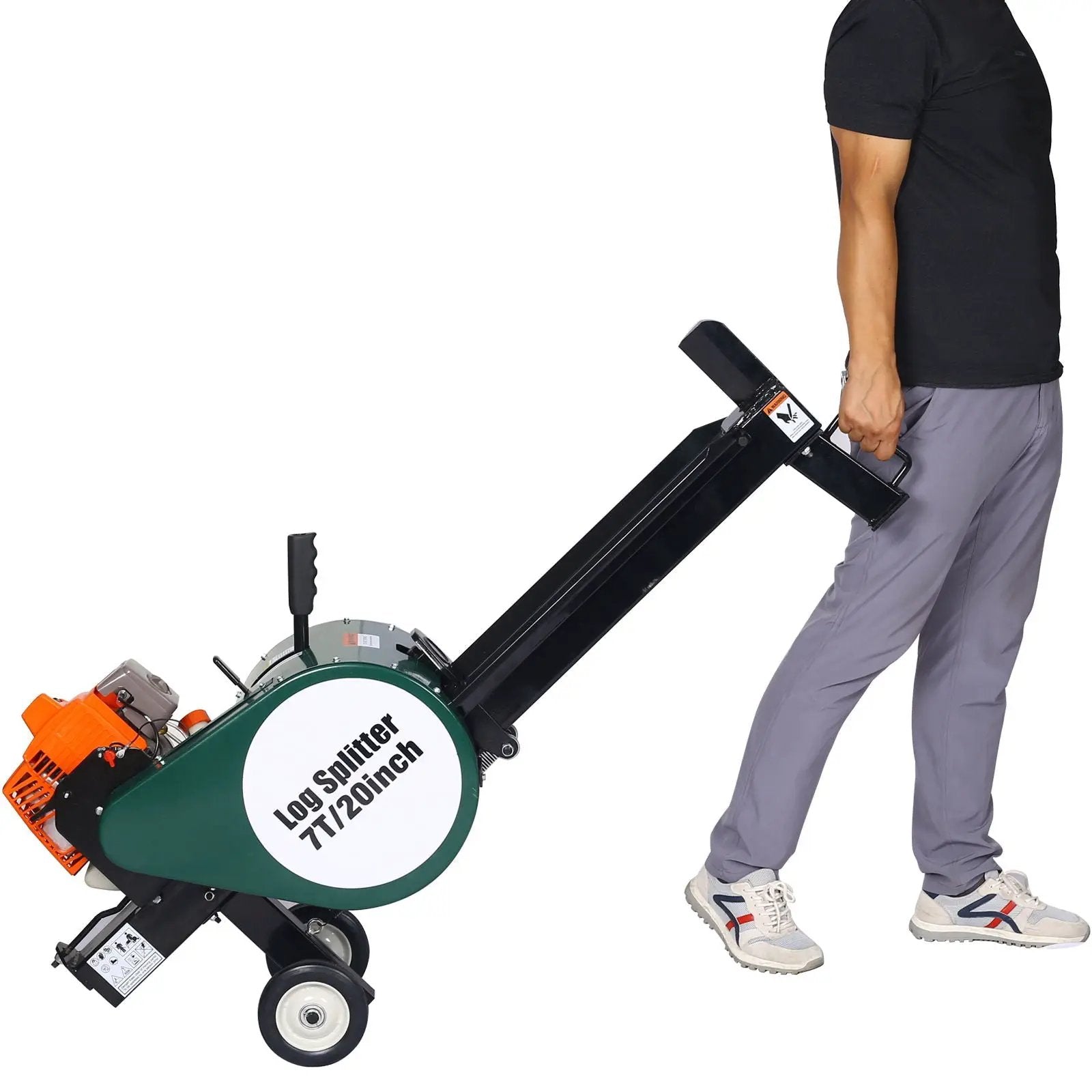 Portable Double Flywheel Electric Log Splitter 7 Ton Gas Log Splitter With Auto Return Steel - Gray by HouseOfZazla