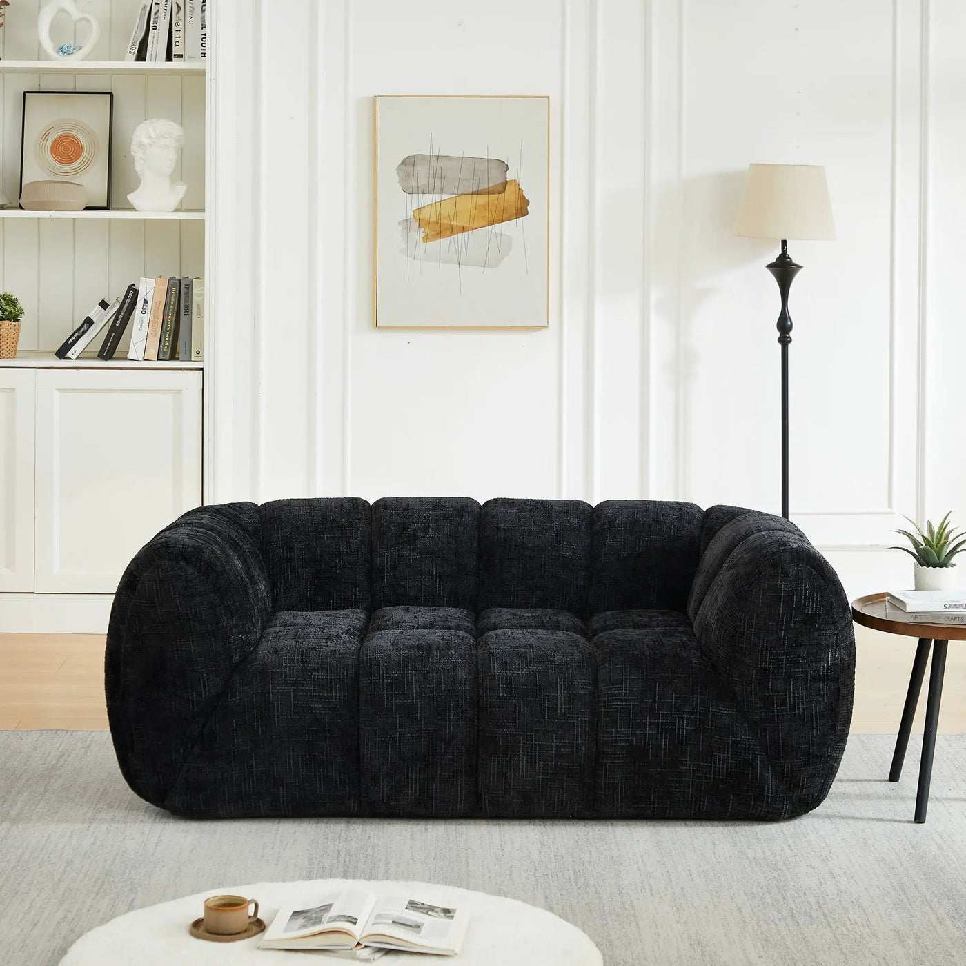 Quilted Cloud Sofa With Rounded Armrests And Piano Key Backrest Design by HouseOfZazla
