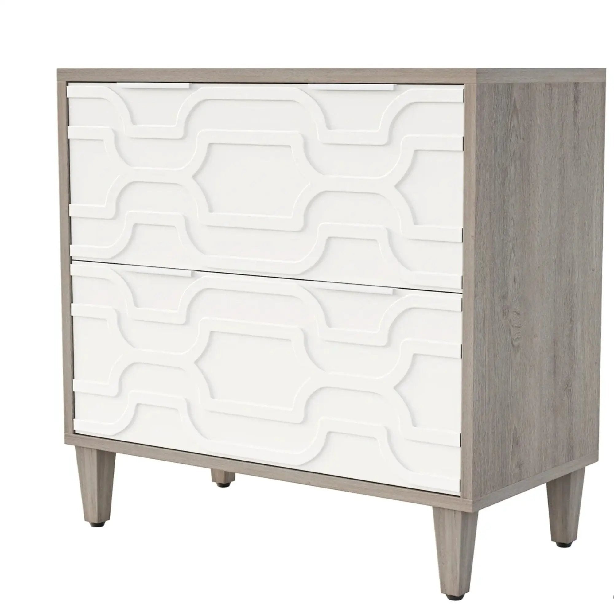 2 Drawer Lateral File Cabinet, Fits A4 / Letter / Legal - Gray / White by HouseOfZazla