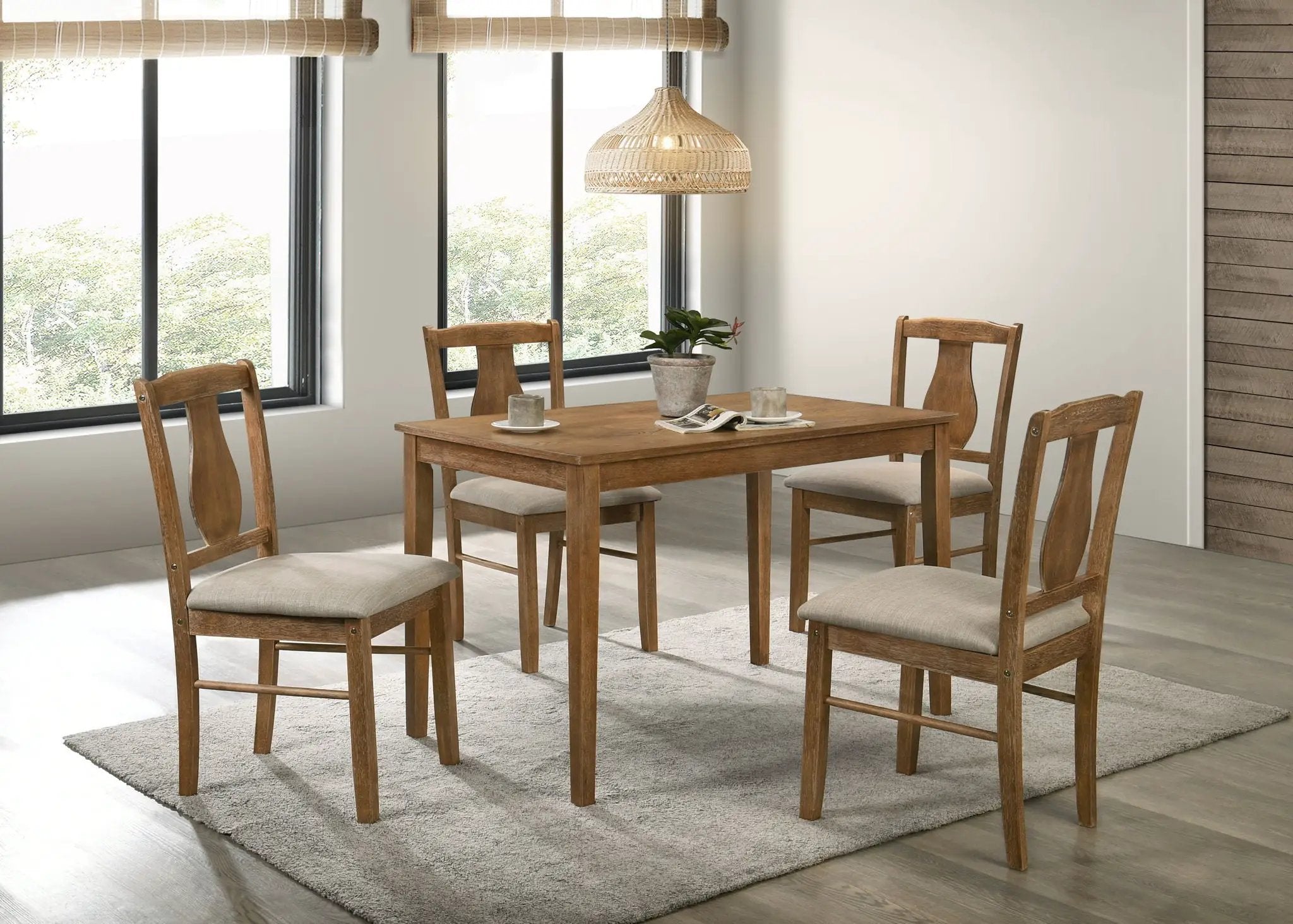 Kayee 5 Pieces Pack Dining Set - Weathered Oak by HouseOfZazla