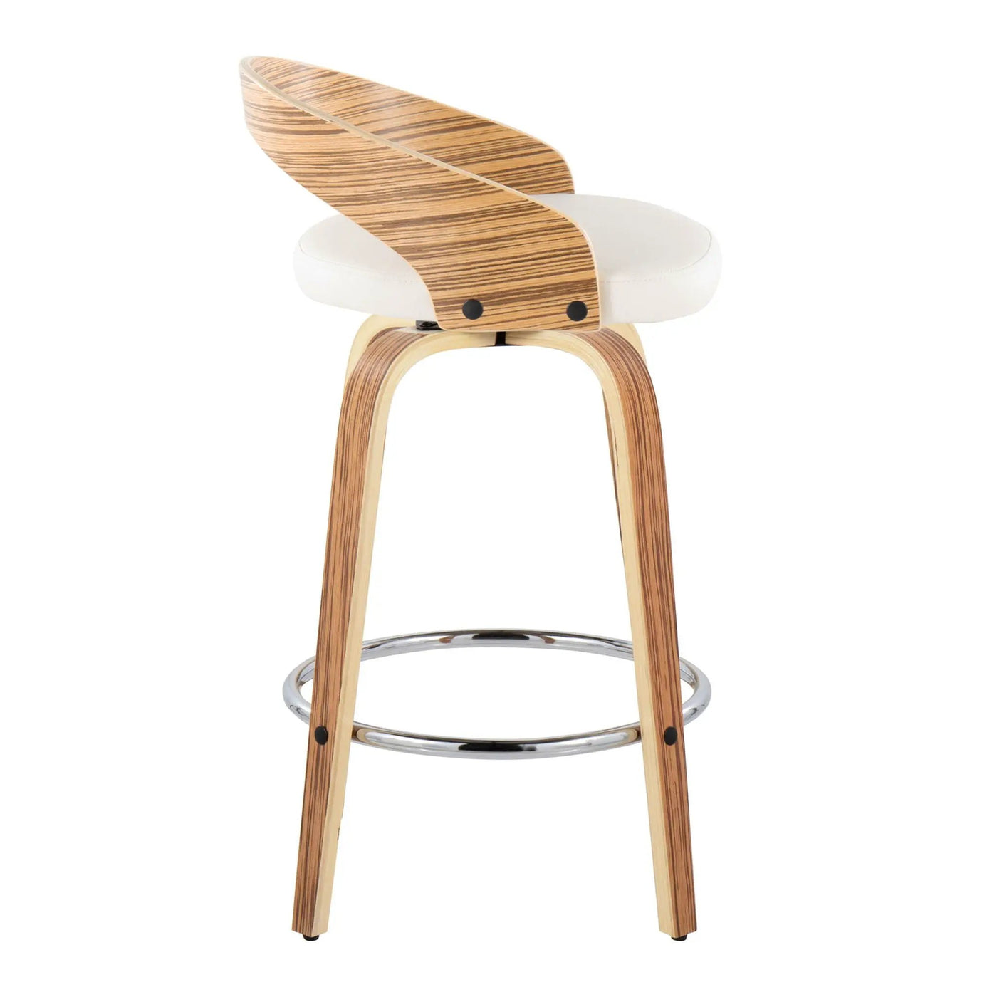 Grotto - Mid Century Modern Fixed Height Counter Stool With Swivel With Round Footrest (Set of 2) by HouseOfZazla