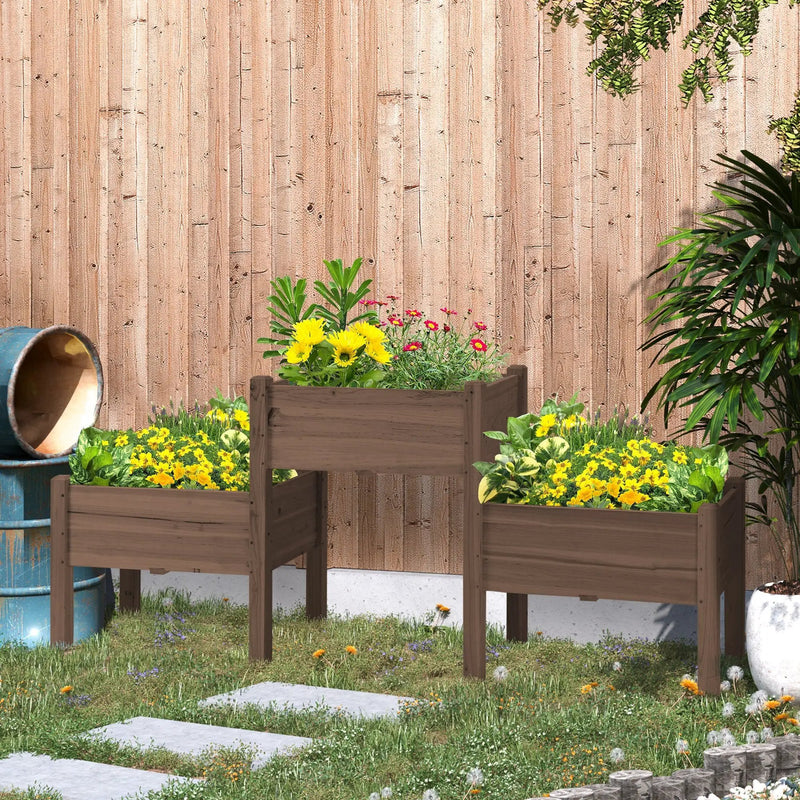 Outsunny Raised Garden Bed with 3 Planter Box by HouseOfZazla