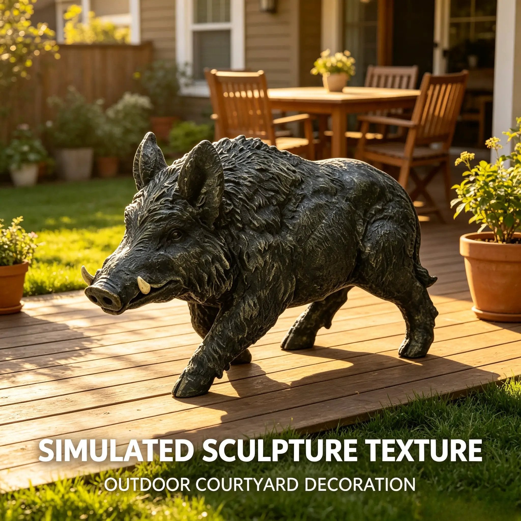 Simulated Wild Boar Resin Garden Statue by HouseOfZazla