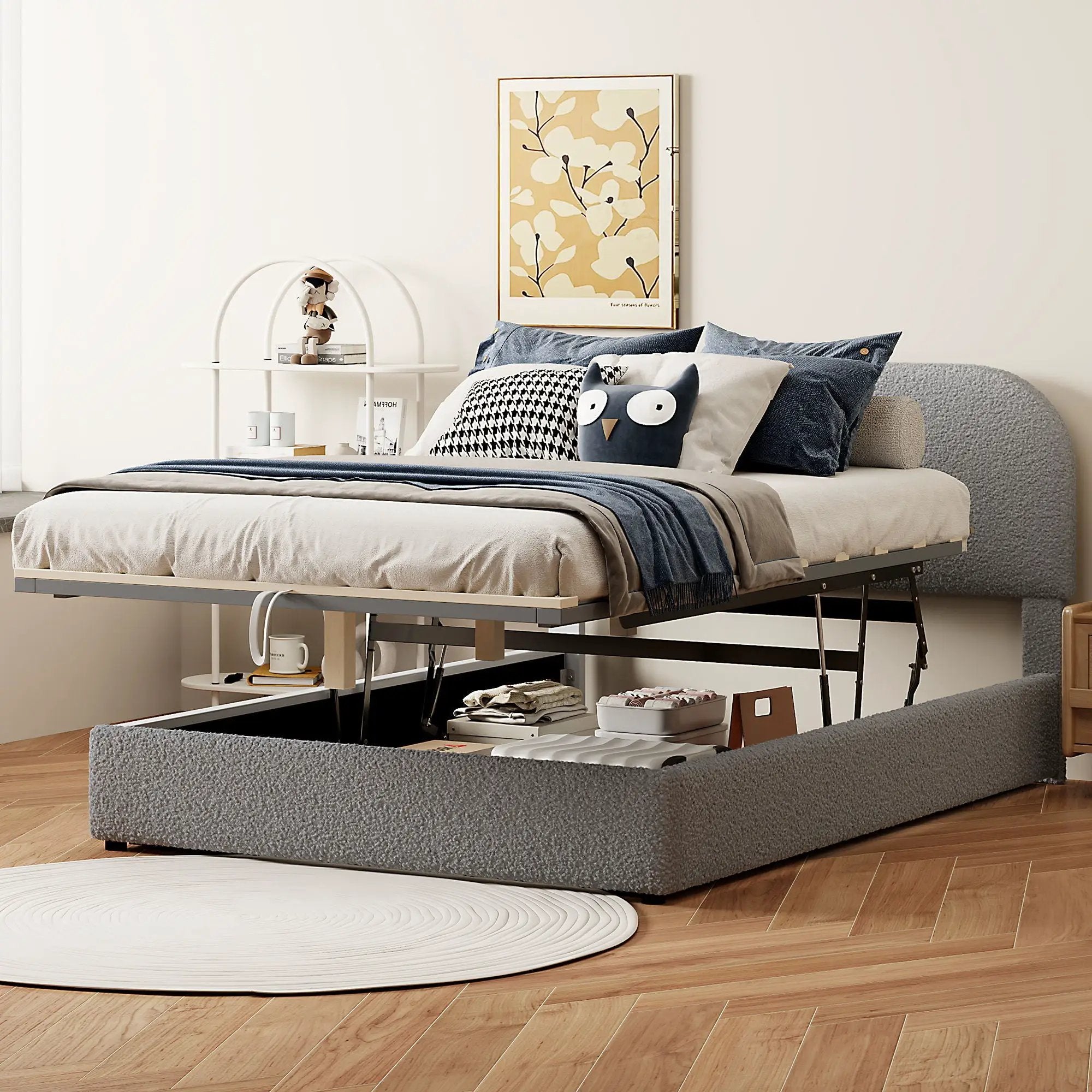 Upholstered Platform Bed With Hydraulic Storage System by Unique Piece Furniture