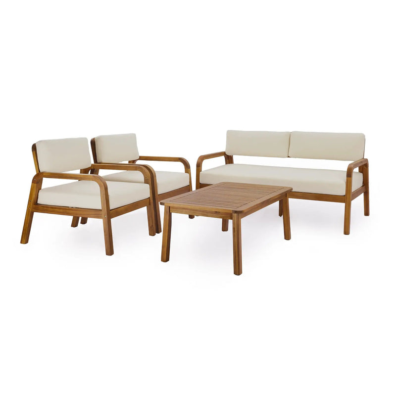 4-Pieces Outdoor Sofa Set with Cushions - Teak by HouseOfZazla