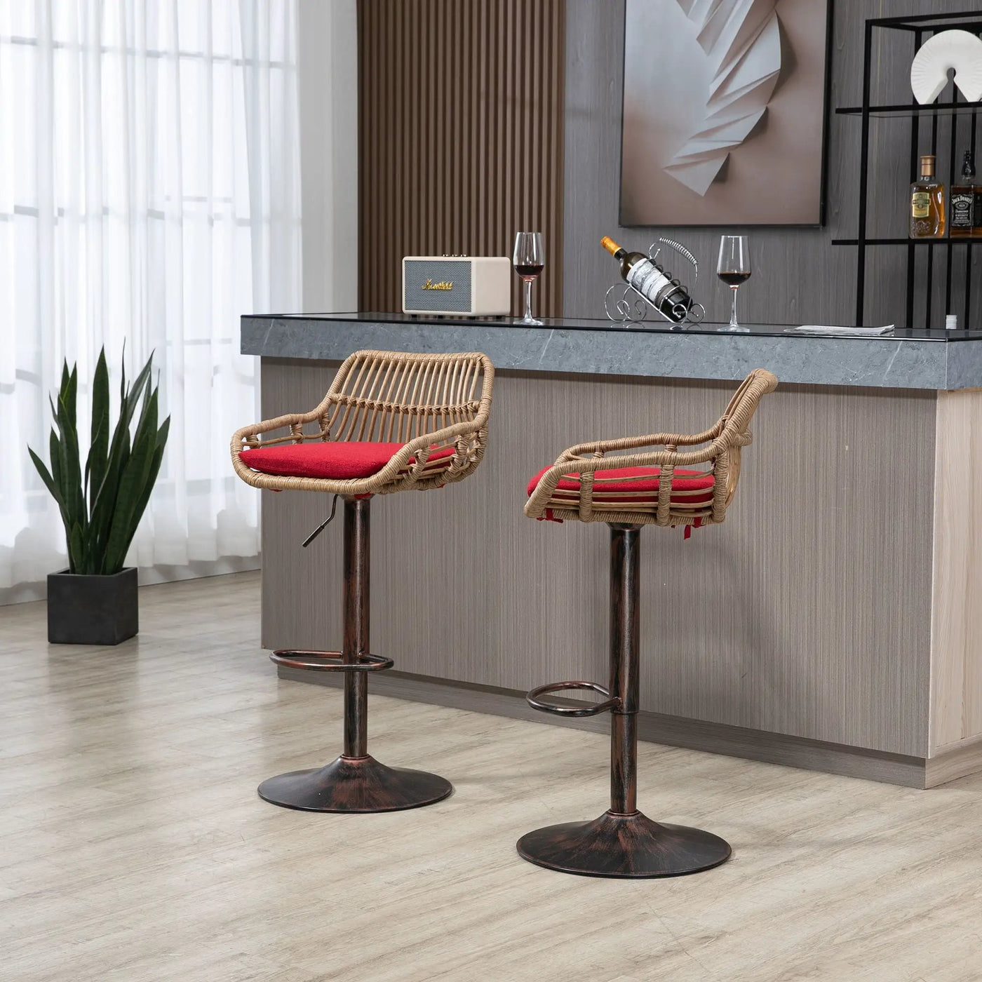 Modern Swivel Bar Stools Adjustable Counter Chairs With Footrest (Set of 2) by HouseOfZazla
