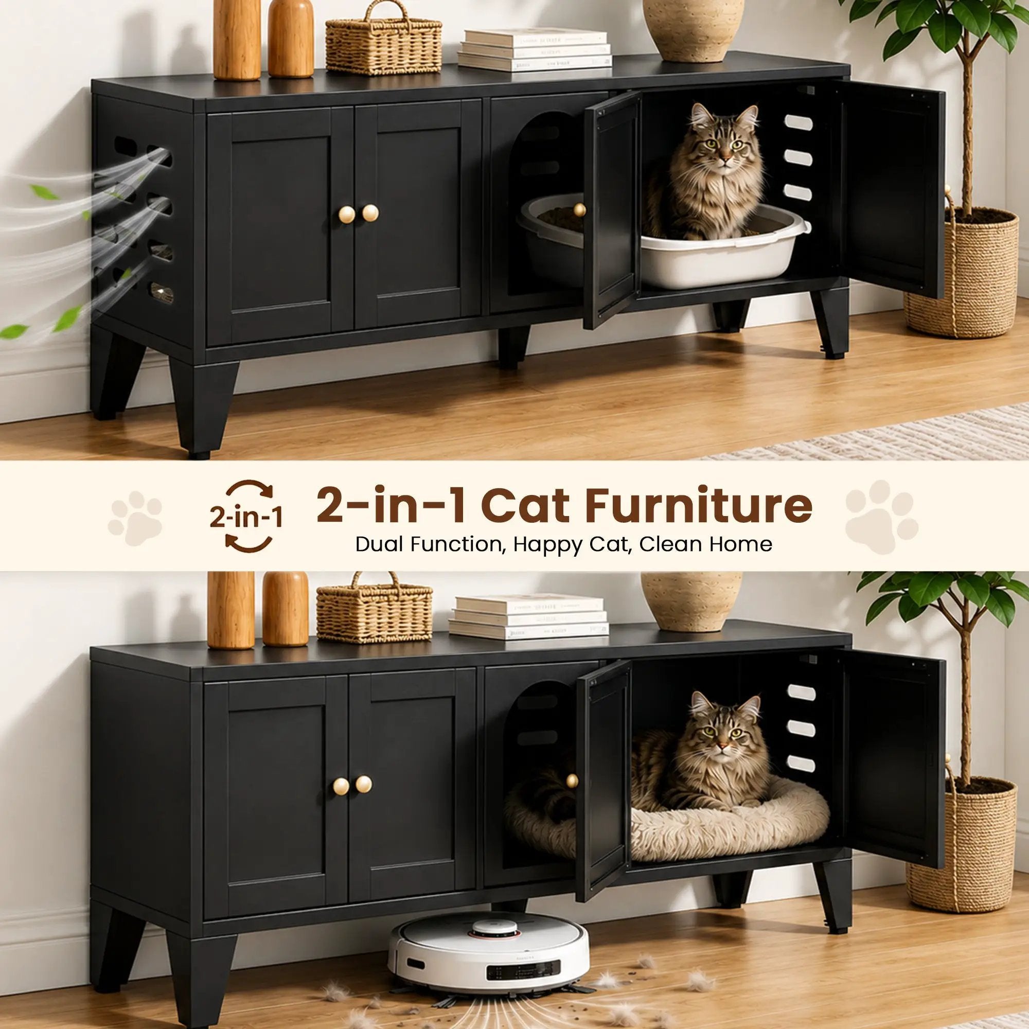 58" Metal Cat Litter Box Enclosure by HouseOfZazla