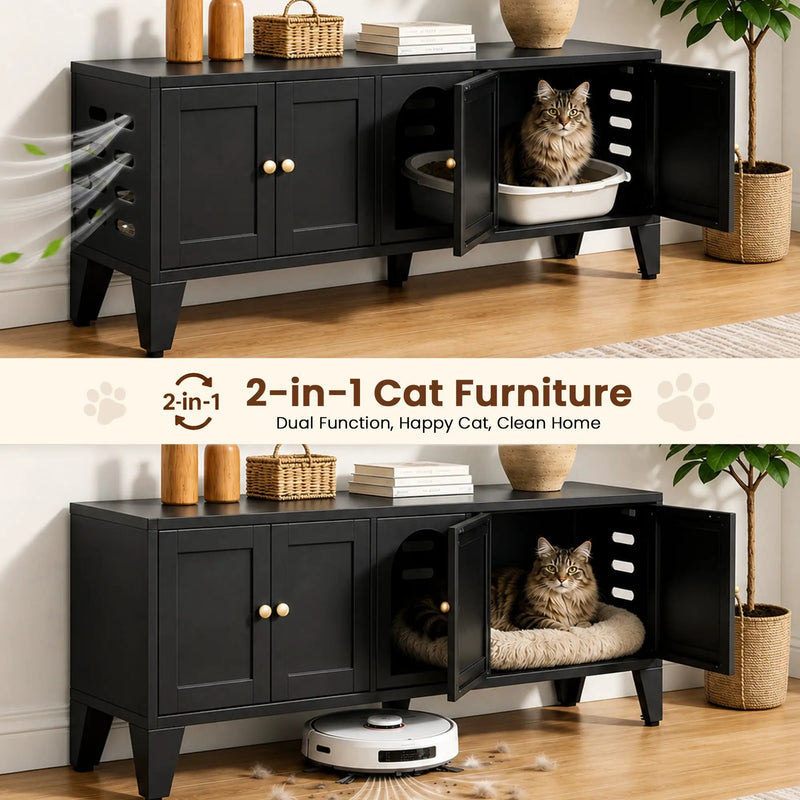 58" Metal Cat Litter Box Enclosure by HouseOfZazla