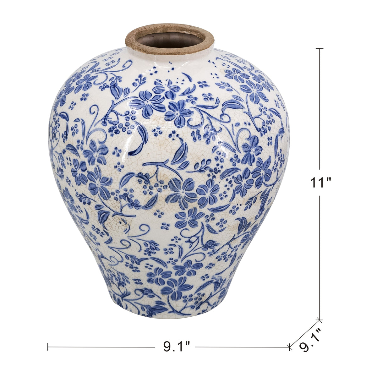 D9.1x11" Round Ceramic Vase with Distressed, photo 9 of 9