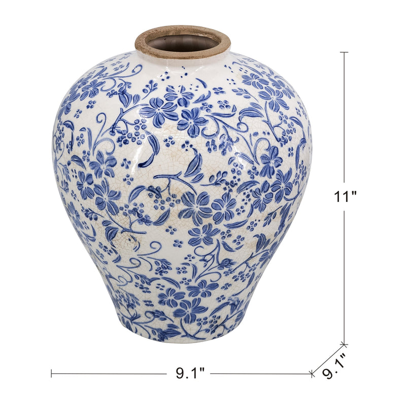 D9.1x11" Round Ceramic Vase with Distressed, photo 9 of 9