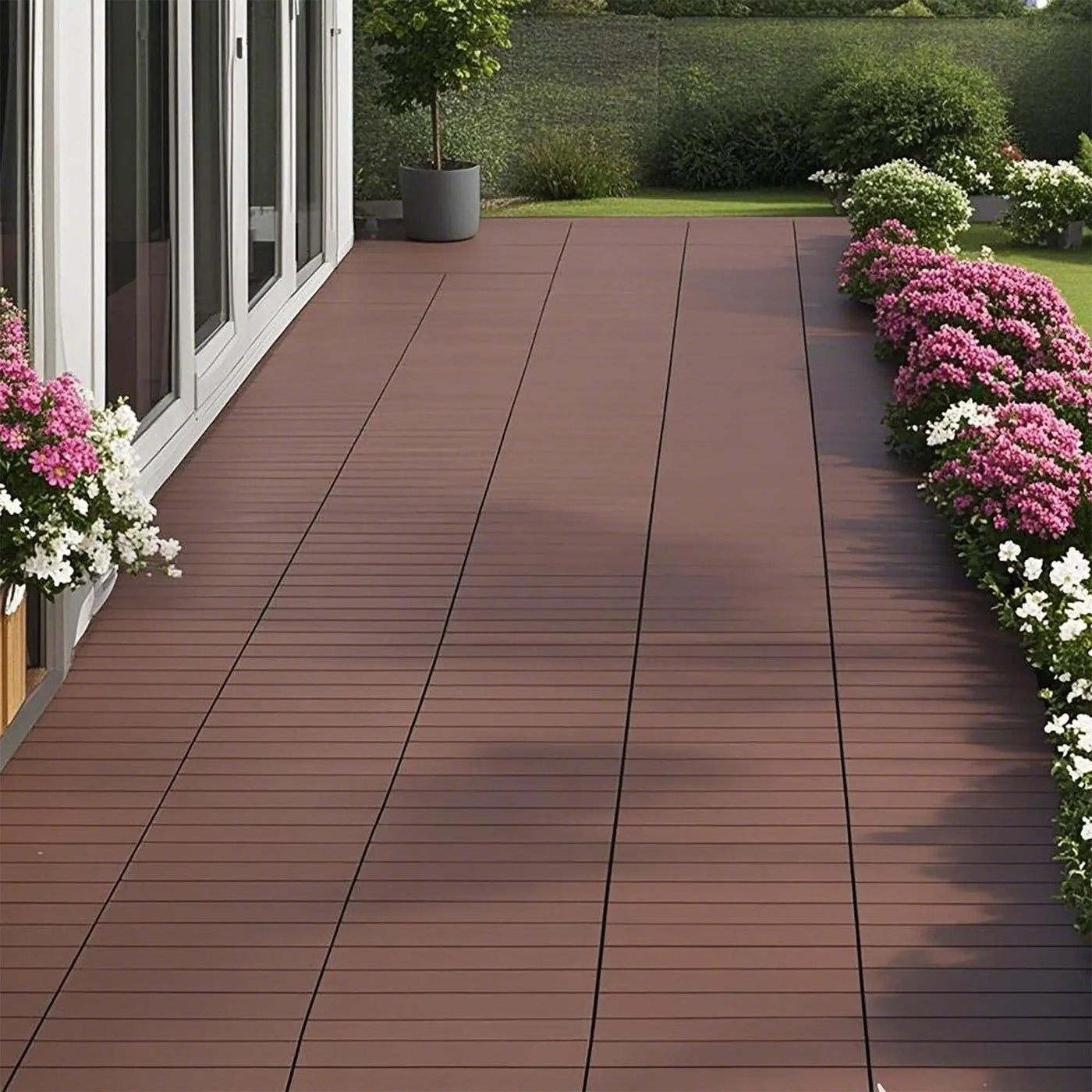 Plastic Interlocking 44 Pack Patio Deck Tiles, Square Waterproof Outdoor All Weather Use by HouseOfZazla