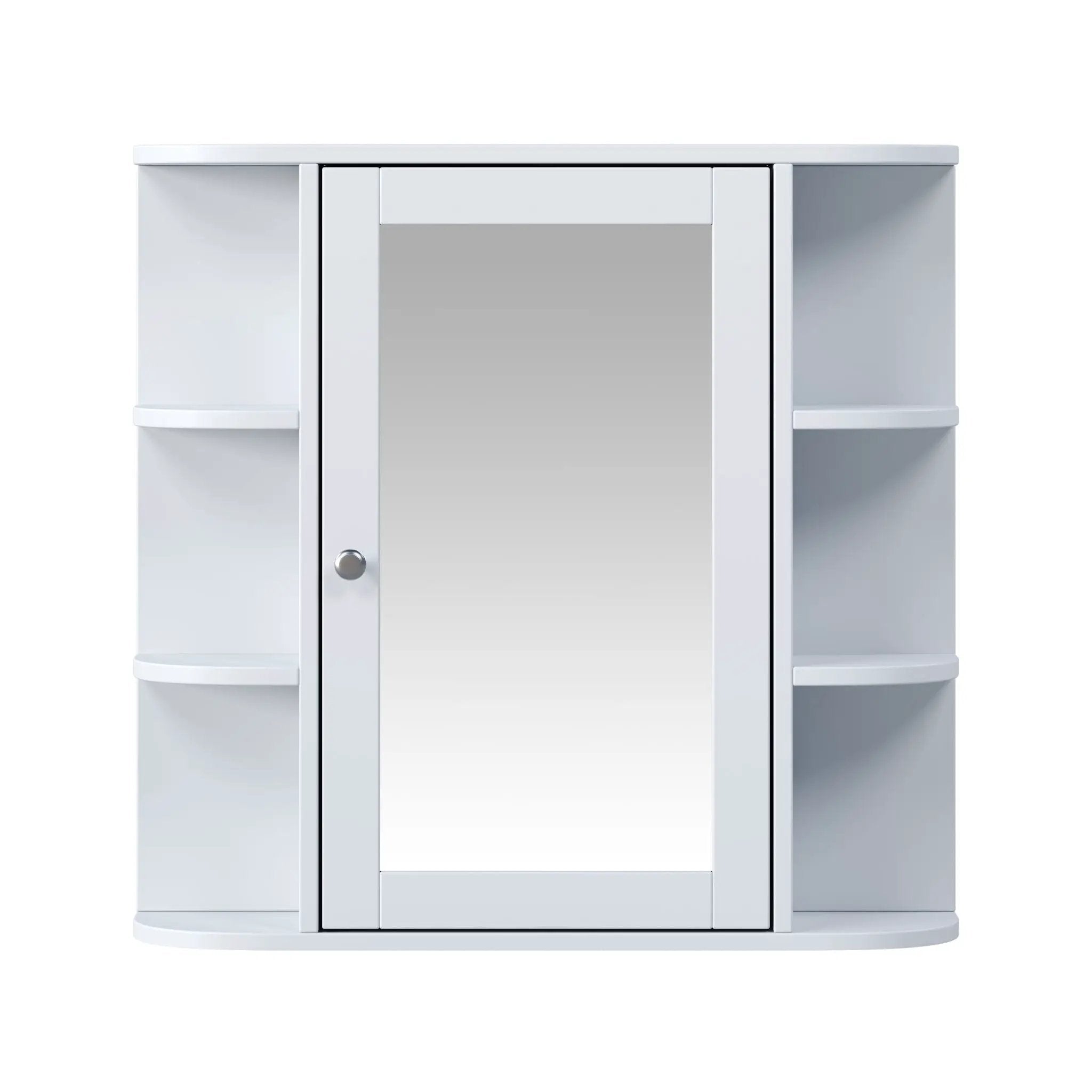 Bathroom Wall Storage Cabinet With Mirror And Adjustable Shelf, 6 Open Shelves by HouseOfZazla