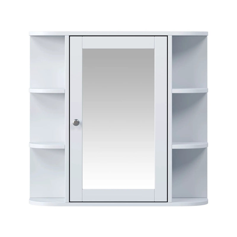 Bathroom Wall Storage Cabinet With Mirror And Adjustable Shelf, 6 Open Shelves by HouseOfZazla