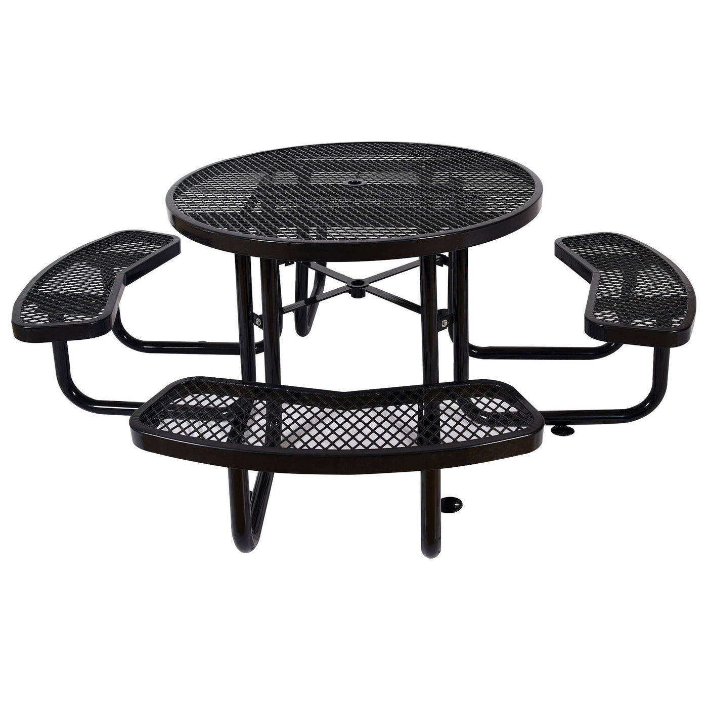 Round Outdoor Steel Picnic Table With Umbrella Pole by HouseOfZazla