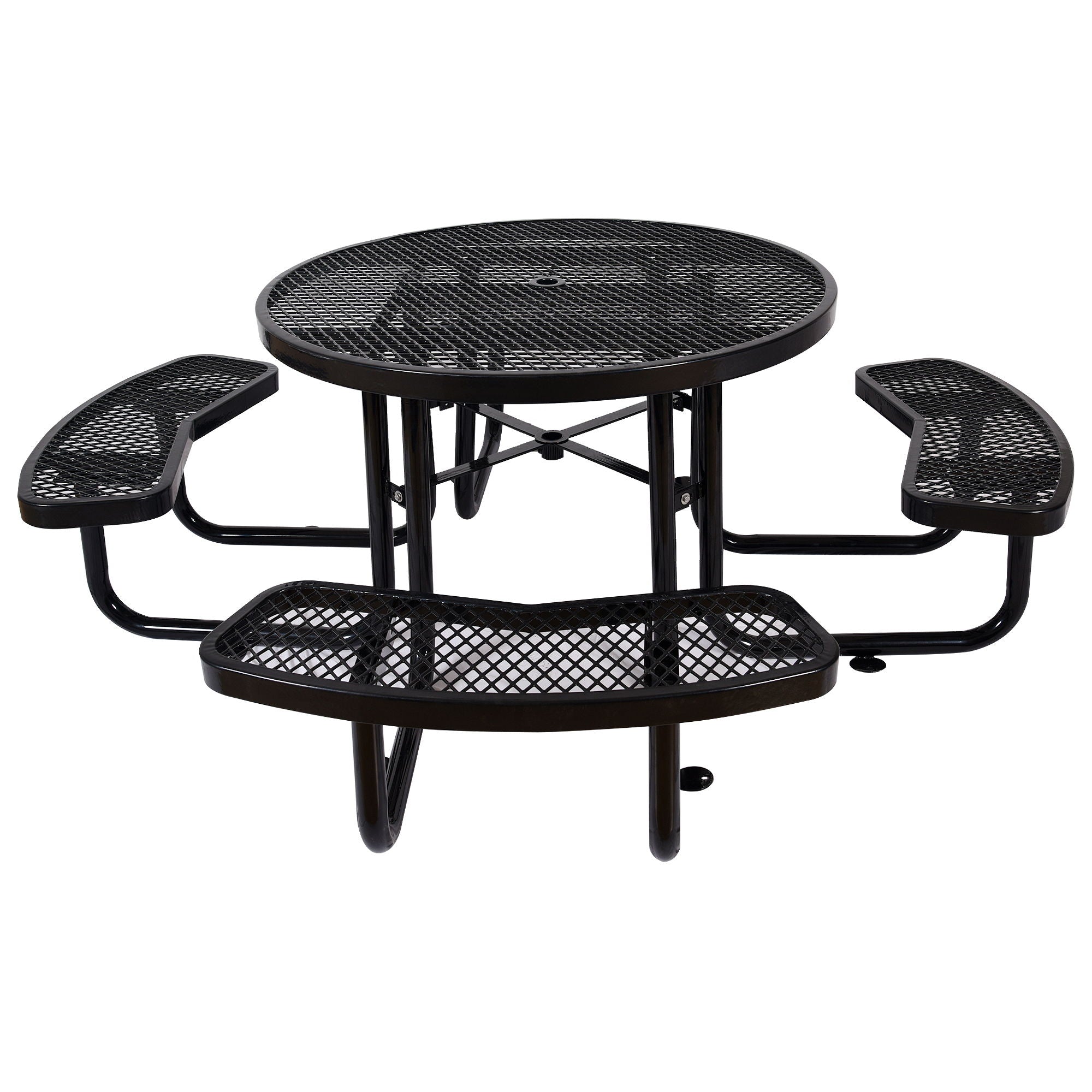 Round Outdoor Steel Picnic Table With Umbrella Pole by HouseOfZazla