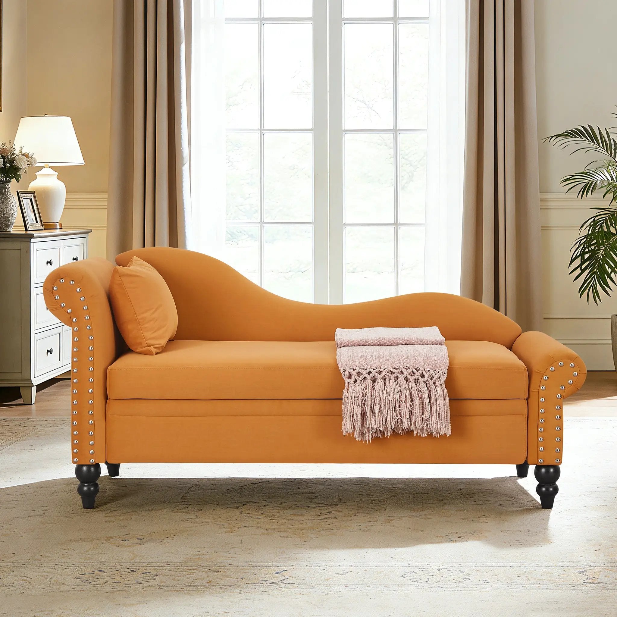 64.5'' Modern Velvet Chaise Lounge by HouseOfZazla
