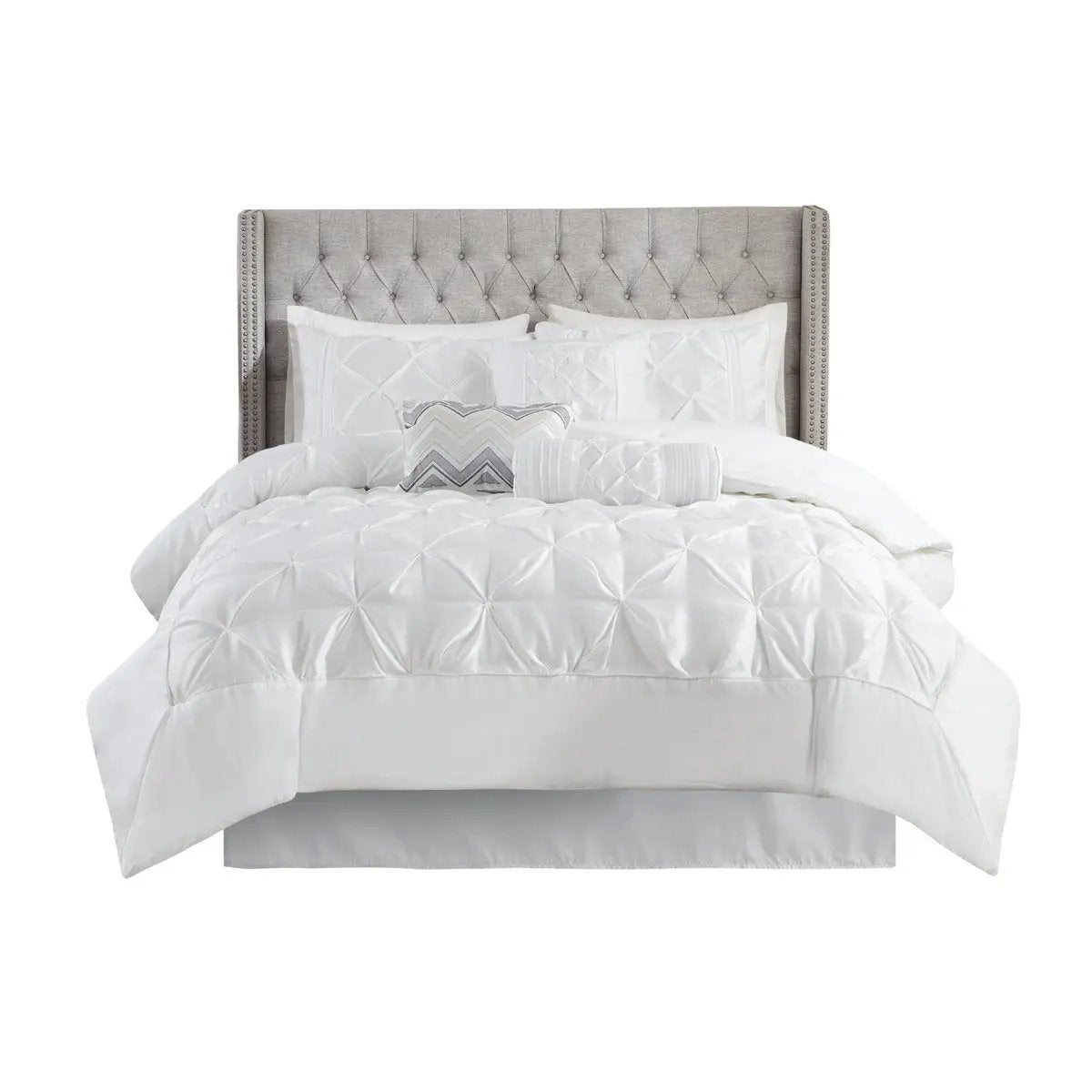 7 Piece Tufted Comforter Set White by HouseOfZazla