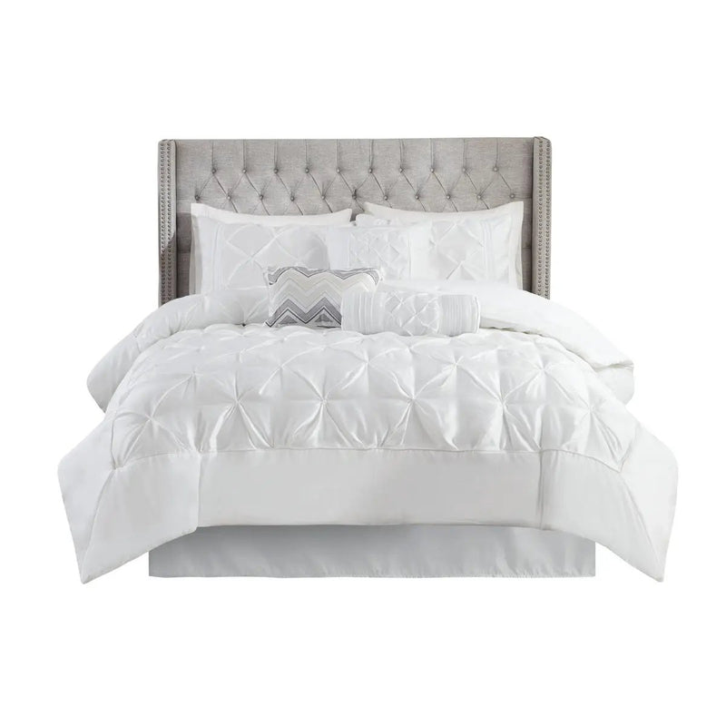7 Piece Tufted Comforter Set White by HouseOfZazla