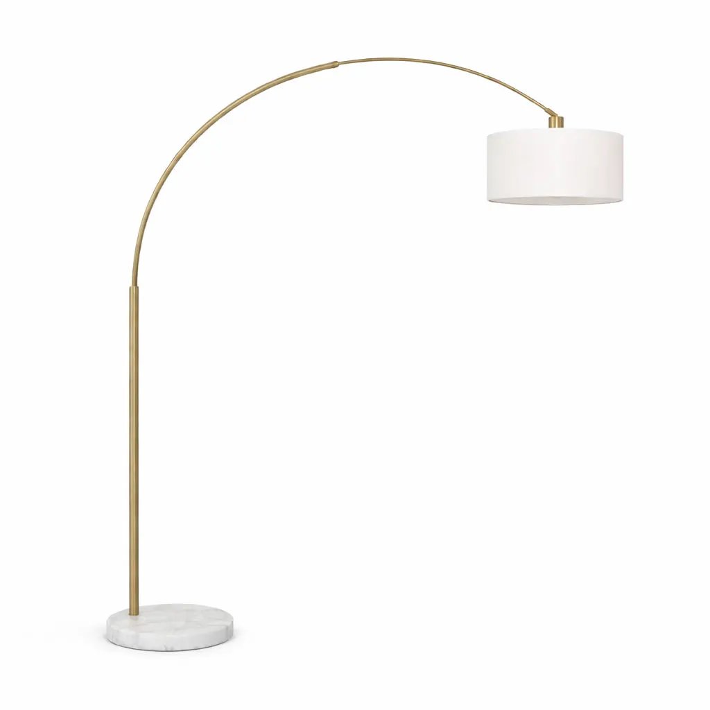 Ambient - Arch Floor Lamp With Large Shade - Gold / White by HouseOfZazla