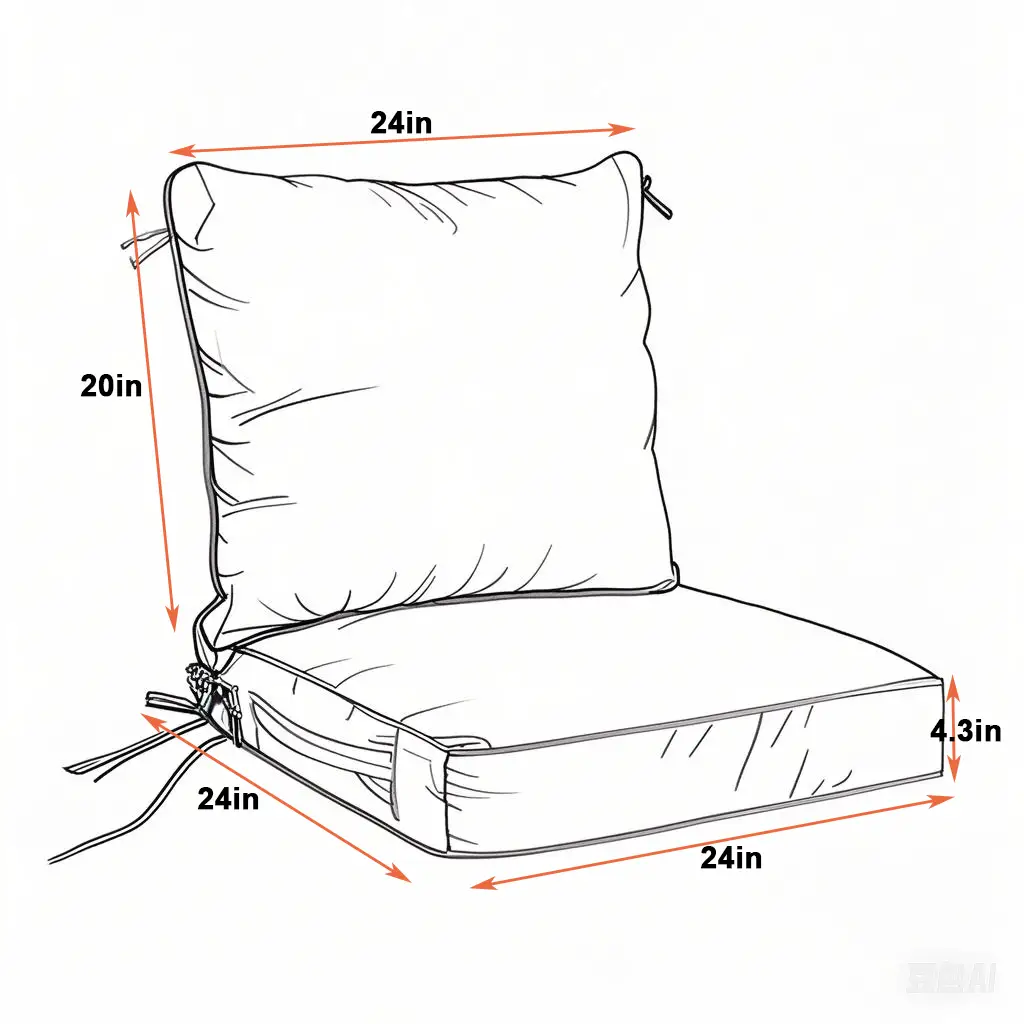 24x24 Inch Outdoor Deep Seat Cushion Set by HouseOfZazla