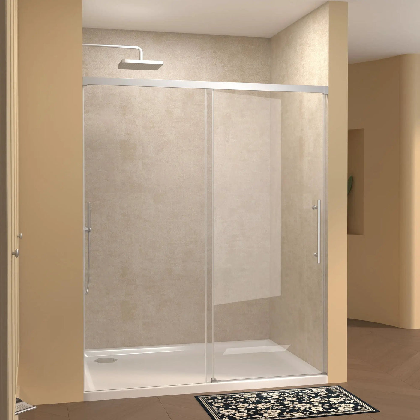 Frameless Single Sliding Shower Door With Handle by HouseOfZazla