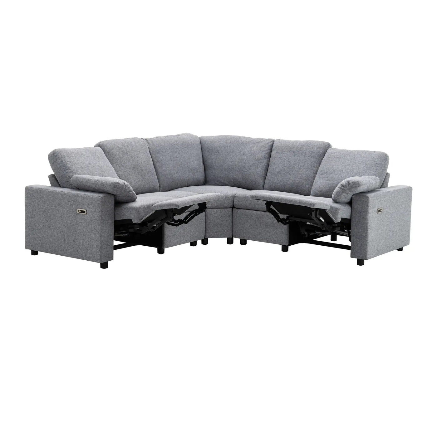 Power Recliner Sectional Sofa Home Theater Reclining Sofa With Two USB Ports, Two Storage Drawers For Living Room by HouseOfZazla