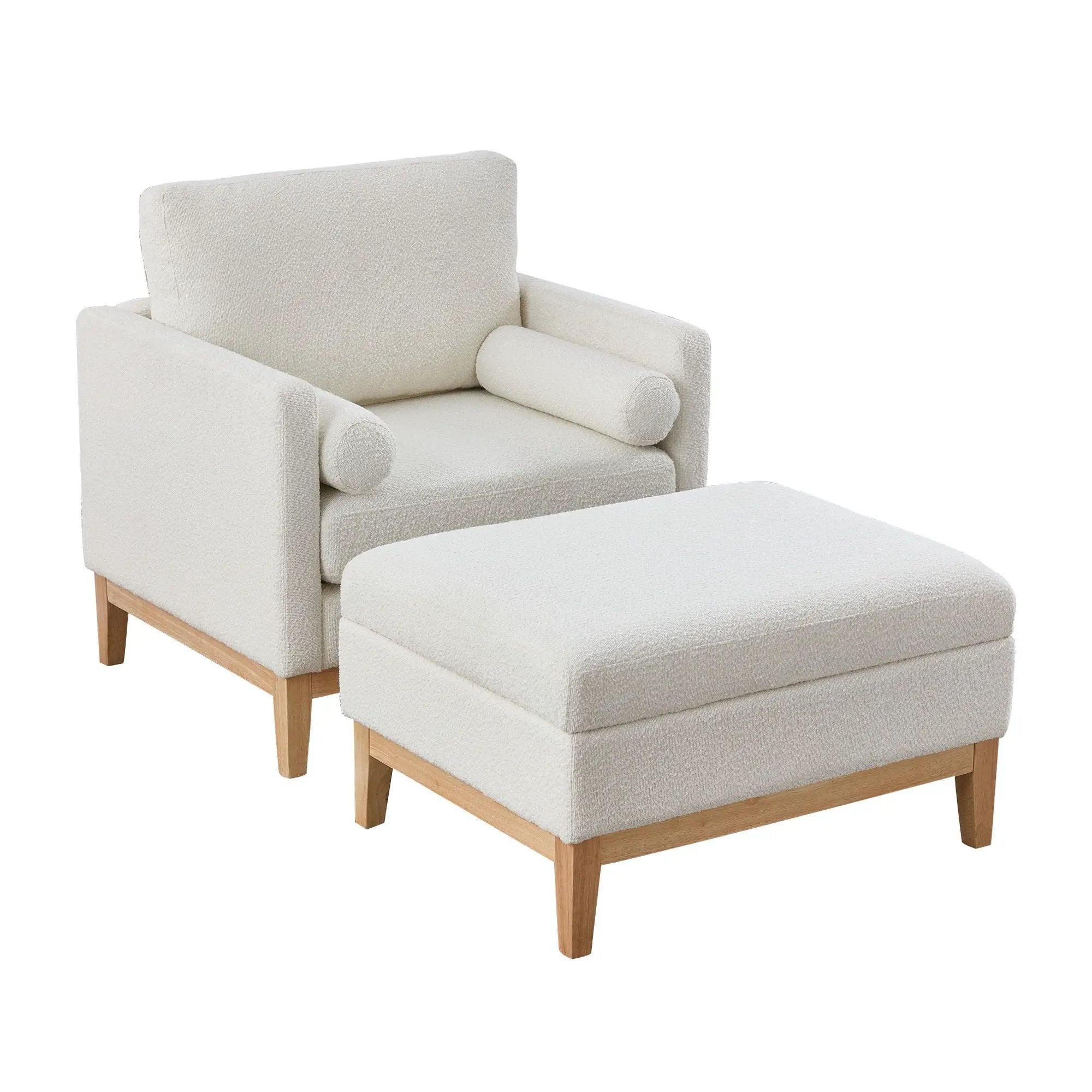 Oversized 360 Degree Swivel Barrel Accent Chair And Ottoman Set With Storage by Unique Piece Furniture
