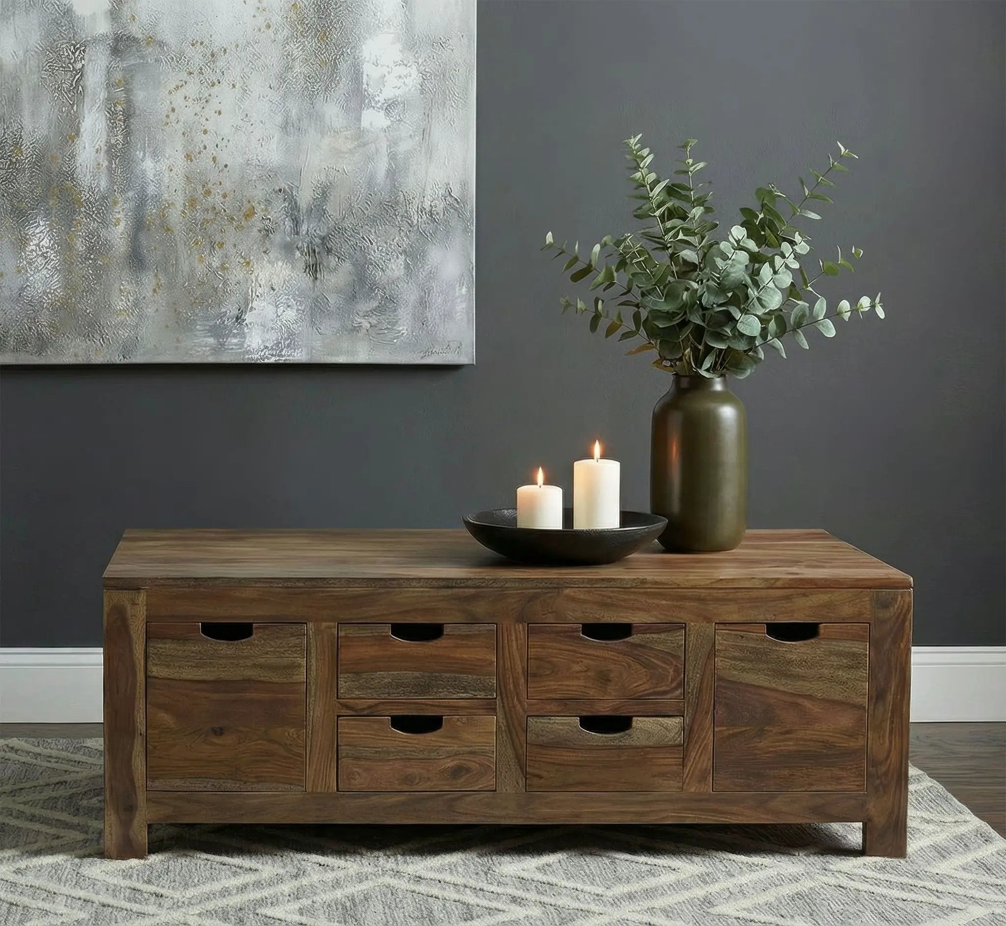 Esther 6-drawer Solid Wood Coffee Table Natural Sheesham by Unique Piece Furniture