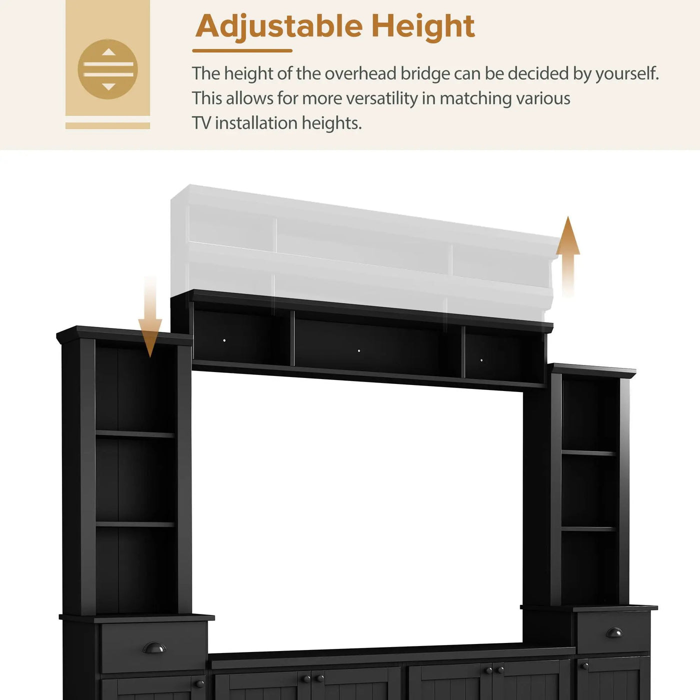 Minimalist Entertainment Wall Unit Set With Bridge For TVs Up To 75" by Unique Piece Furniture