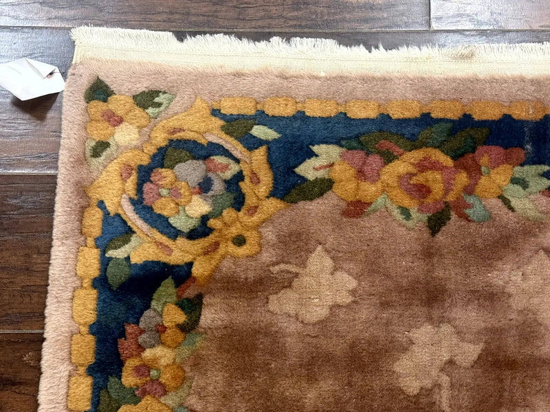 Chinese Wool Rug 3x5, Vintage 90 Line Carpet, Small Art Deco Rug by Jewel Rugs