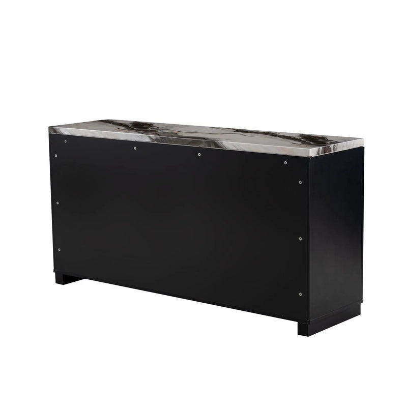 Stacey - Buffet With Storage Drawers And Marble Detailing - Black / Marble by Unique Piece Furniture