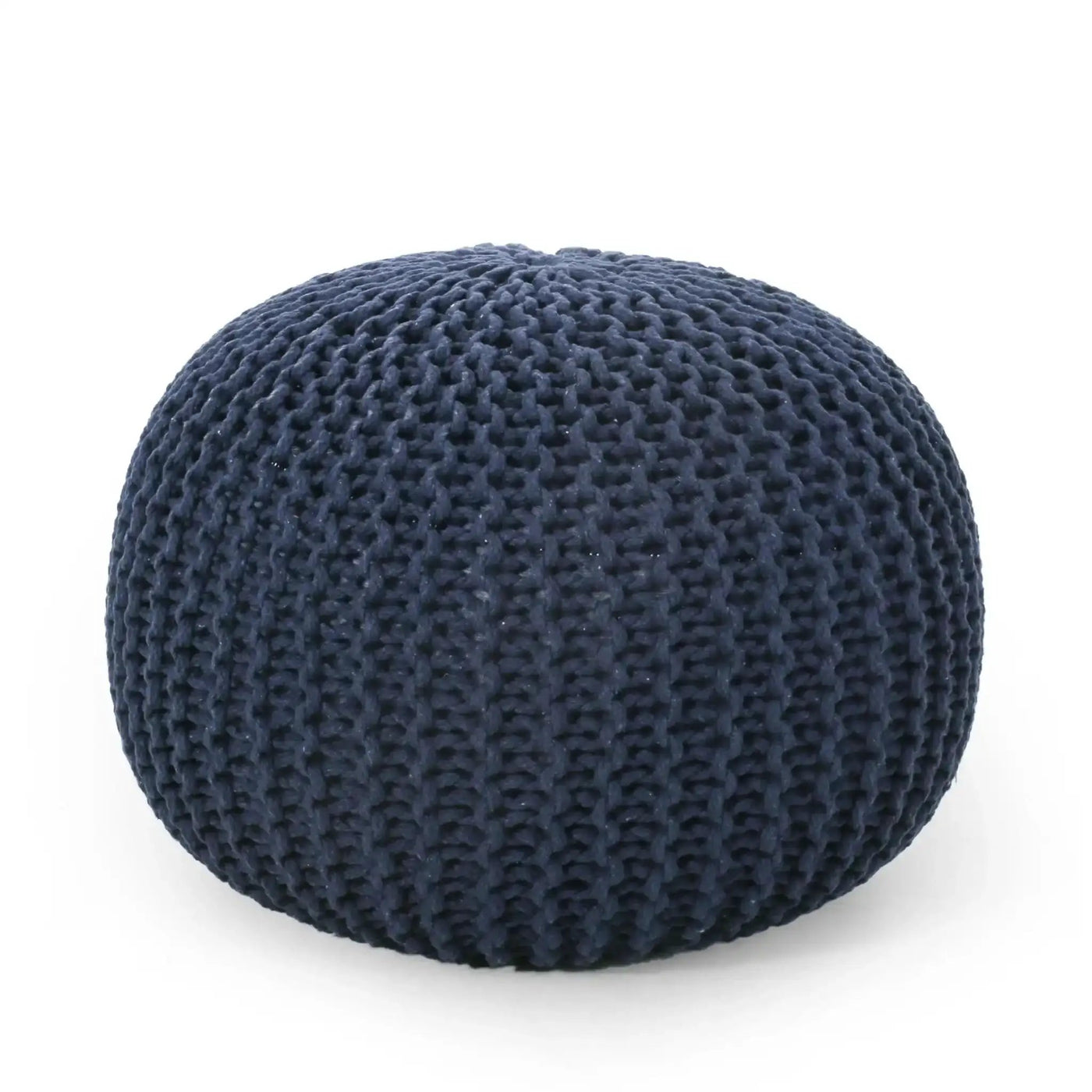 Bordeaux Knitted Cotton Round Pouf Ottoman Floor Cushion by HouseOfZazla