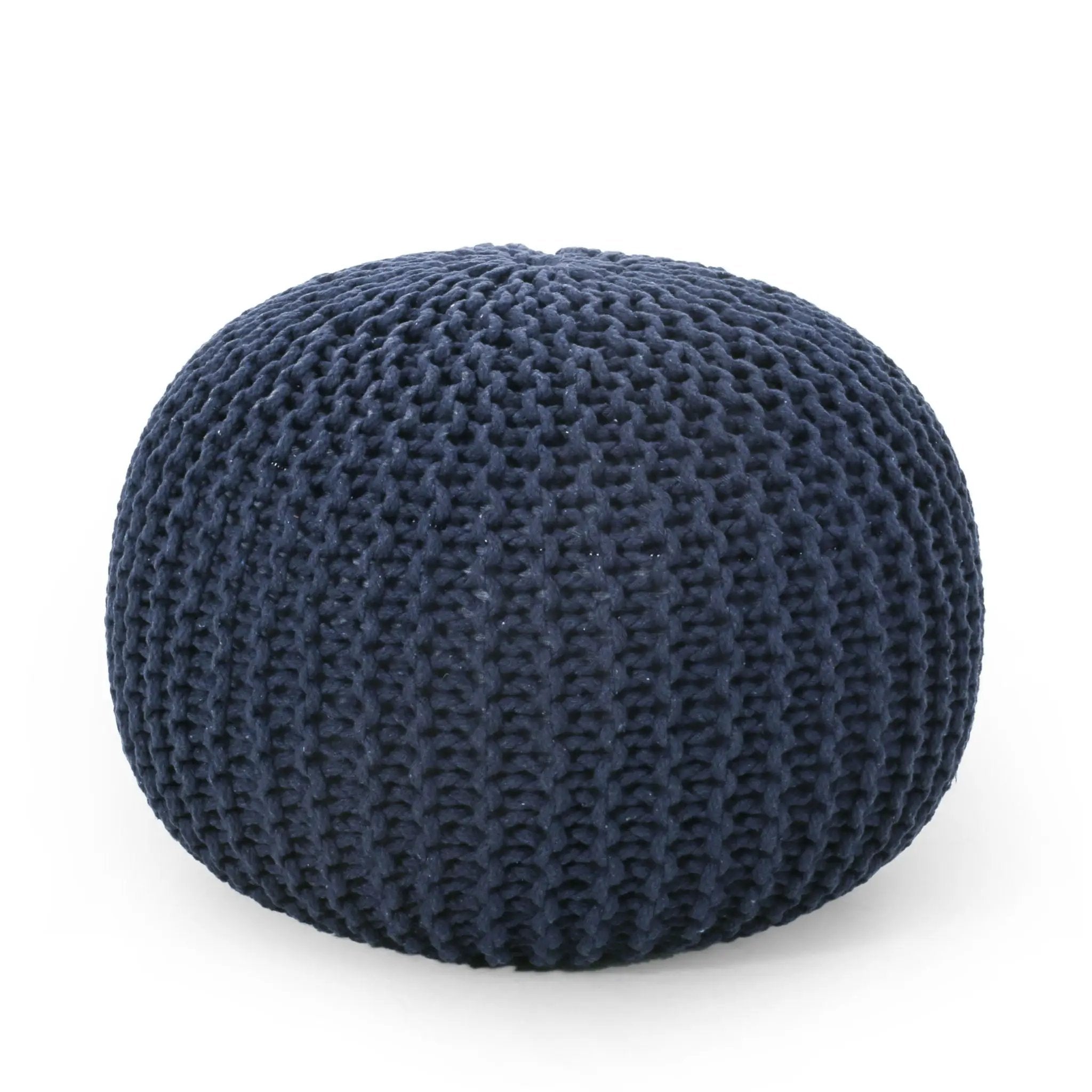 Bordeaux - Knitted Round Pouf Ottoman, Floor Cushion by Unique Piece Furniture