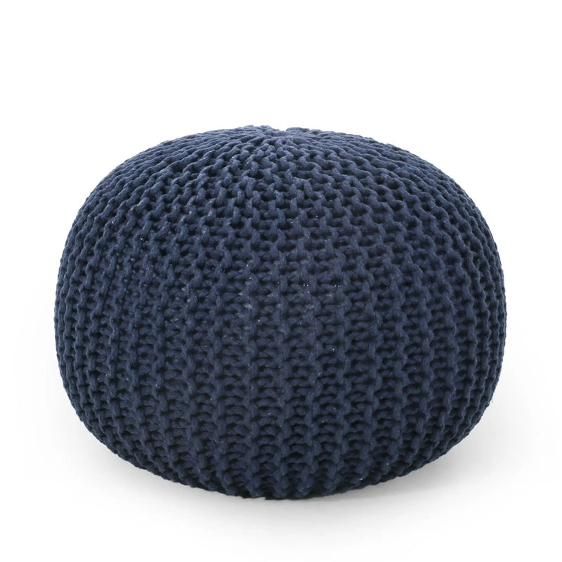 Bordeaux - Knitted Round Pouf Ottoman, Floor Cushion by Unique Piece Furniture