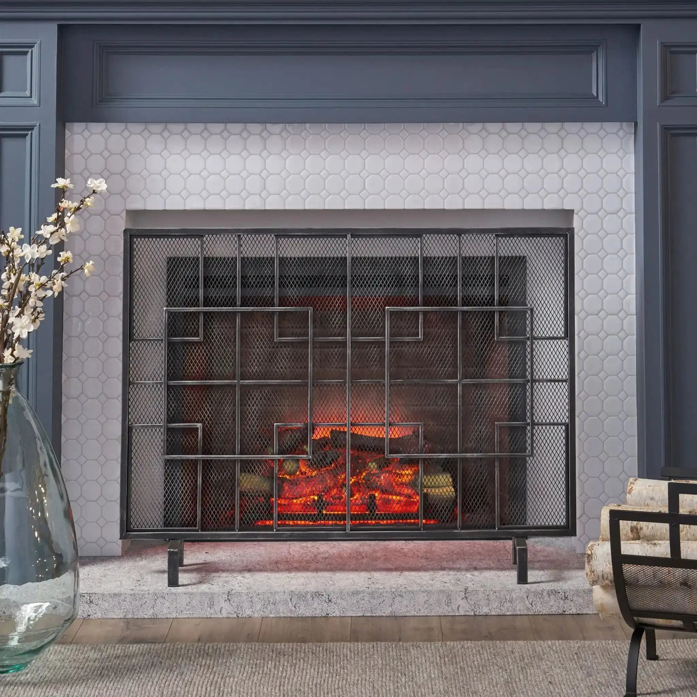 Dorothy Modern Single Panel Iron Fire Screen by HouseOfZazla