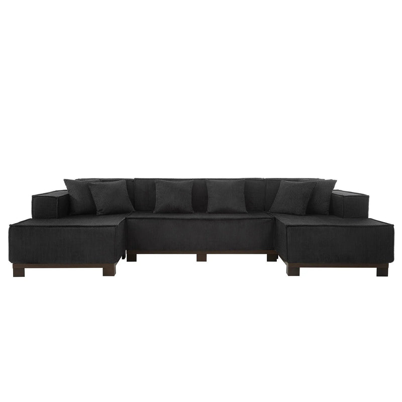 U-Shaped Sectional Sofa With RGB LED Light Strip And 6 Pillows by Unique Piece Furniture