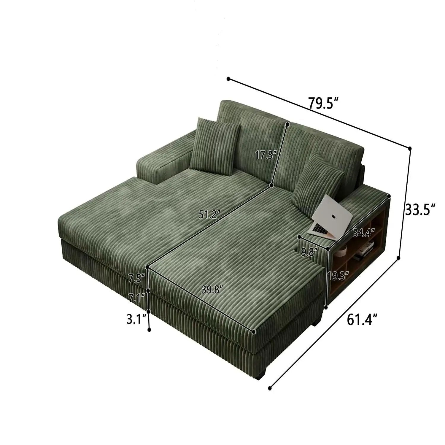 Convertible Sectional Sofa, Sleeper Oversized Living Room Lounge by HouseOfZazla