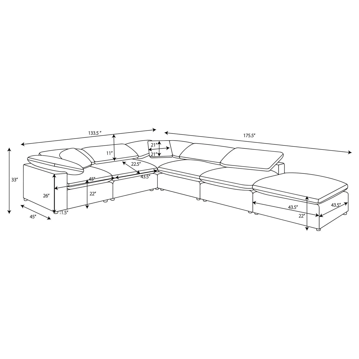 Segoura - Modular Sectional With Ottoman by HouseOfZazla